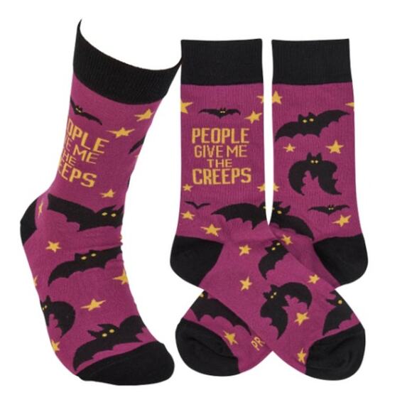 Primitives by Kathy "People Give Me the Creeps" Halloween Socks - NWT - Picture 1 of 4